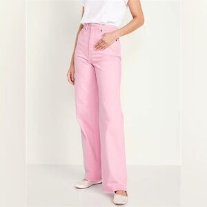 Old navy extra high rise sky-hi wide leg pink jeans
